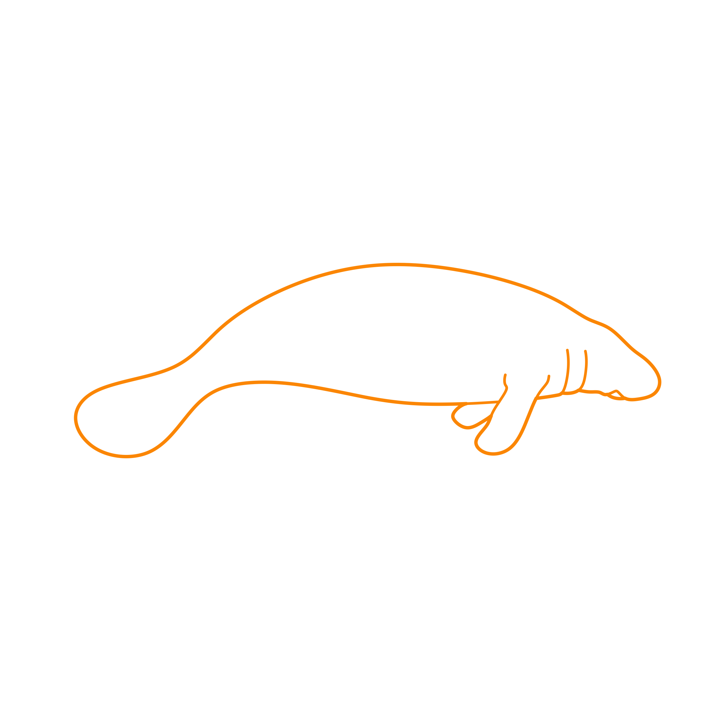 Animals Sea Cows West Indian Manatee Sticker Outline Svg File Free Vectors